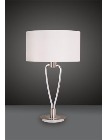 Paris ii lampada da tavolo acciaio satinato con paralume ed interruttore h. 58cm  Moderno E27