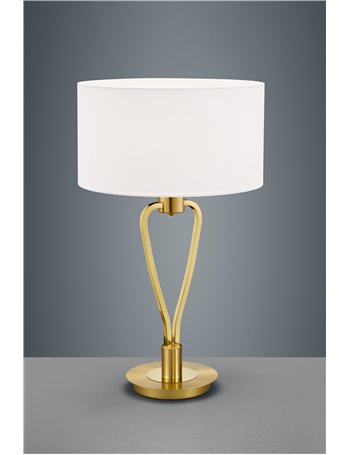 Paris ii lampada da tavolo ottone satinato con paralume ed interruttore h. 58cm  Classico E27