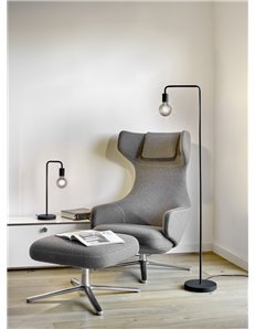 Diallo lampada tavolo tubo metallo nero h. 51cm Moderno E27 2