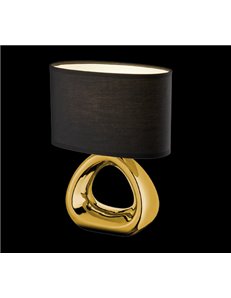 Gizeh lampada tavolo base ceramica paralume nero h. 34,5cm l. 24cm Moderno E27 2
