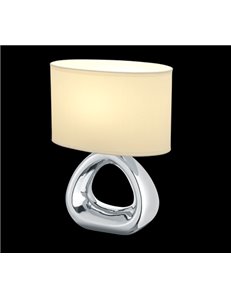 Gizeh lampada tavolo ceramica argento paralume bianco h. 34,5cm l. 24cm Moderno E27 2