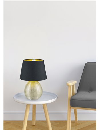 Luxor lume grande ceramica oro e paralume nero h. 35cm d. 24cm Moderno E27
