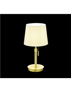 Lyon lampada da tavolo ottone satinato con paralume bianco regolabile in altezza h. 45-57cm, d.46,5cm Moderno E27 2