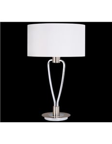 Paris ii lampada da tavolo acciaio satinato con paralume ed interruttore h. 58cm  Moderno E27 2