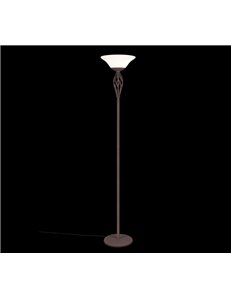 Rustica lampada da tavolo metallo ruggine con diffusore vetro bianco h. 180cm Moderno E27