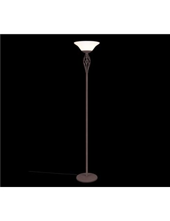 Rustica lampada da tavolo metallo ruggine con diffusore vetro bianco h. 180cm Moderno E27