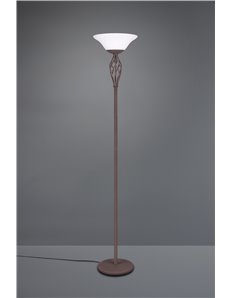 Rustica lampada da tavolo metallo ruggine con diffusore vetro bianco h. 180cm Moderno E27 2