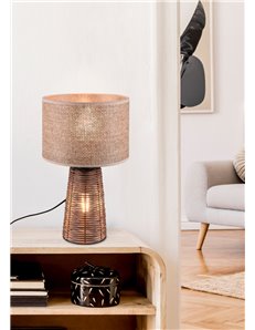 Straw lampada da tavolo in rattan colore naturale con illuminazione anche nella base h.40,5cm Moderno E27