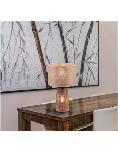 Straw lampada da tavolo in rattan colore naturale con illuminazione anche nella base h.40,5cm Moderno E27 2