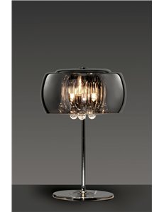 Vapore lampada da tavolo vetro cromo con pendagli vetro dimmerabile d.28cm x h.43cm Moderno G9