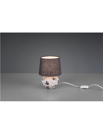 Bay lampada da tavolo base ceramica bianca e grigia con paralume grigio h. 25cm Moderno LED