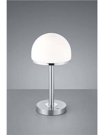 Berlin lampada tavolo led diffusore vetro mezza sfera 4 intensita' di luce col.or acciaio h.39cm Moderno LED