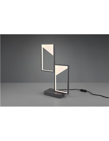 Cafu lampada da tavolo led antracite 2 diffusori rettangolari in metacrilato dimmerabile con interruttore h. 46cm Moderno LED