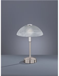 Donna lampada da tavolo led con vetro alabastro e montatura acciaio satinato con touch dimmer 4 intensita' h. 30cm, d.22,5cm Mod