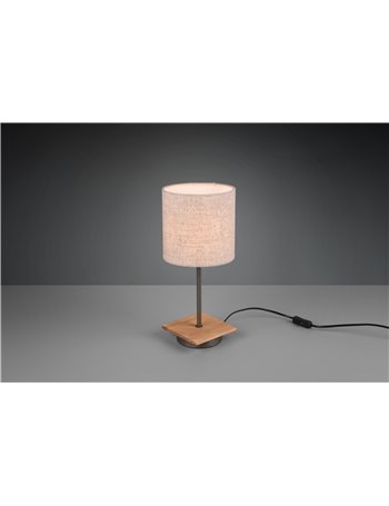 Elmau lampada da tavolo base legno con paralume sabbia h. 40cm Moderno LED