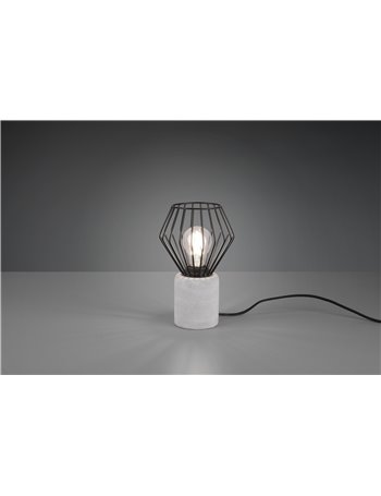 Jamiro lampada da tavolo base cemento e gabbia nero opaco h. 24cm Moderno LED