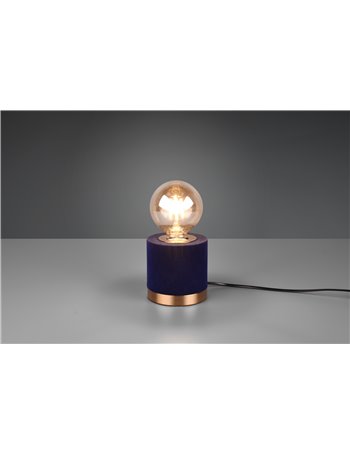 Judy lampada da tavolo base metallo ottone satinato base effetto velluto blu d. 11cm Moderno LED