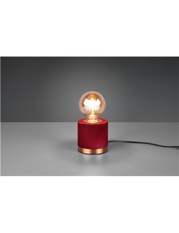 Judy lampada da tavolo base metallo ottone satinato base effetto velluto rosso d. 11cm Moderno LED