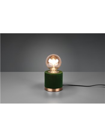 Judy lampada da tavolo base metallo ottone satinato base effetto velluto verde d. 11cm Moderno LED