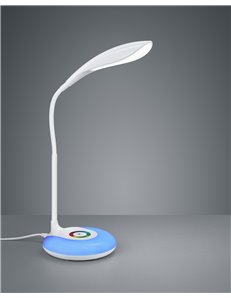 Krait lampada da studio led bianca con base luminosa rgb e diffusore flessibile con 4 regolazioni intensita' touch h. 34cm Moder