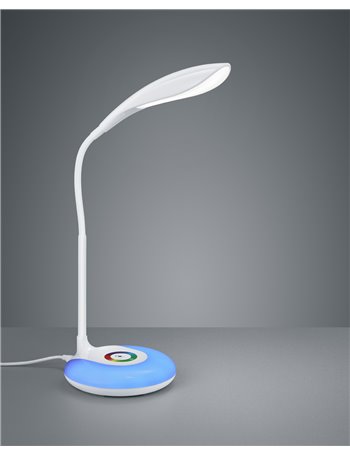 Krait lampada da studio led bianca con base luminosa rgb e diffusore flessibile con 4 regolazioni intensita' touch h. 34cm Moder