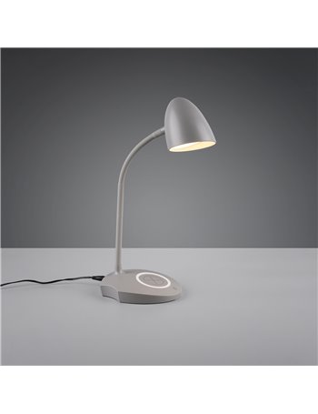 Load lampada da studio led metacrilato alluminio con carica smartphone ad induzione e accensione touch h. 38cm Moderno LED