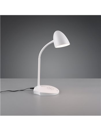 Load lampada da studio led metacrilato bianca con carica smartphone ad induzione e accensione touch h. 38cm Moderno LED