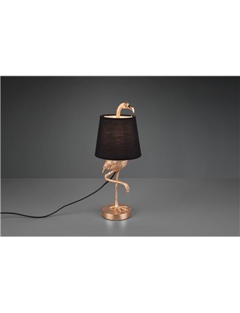 Lola lampada da tavolo fenicottero oro con paralume nero h. 42cm Moderno LED