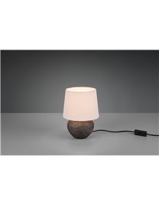 Lou lampada da tavolo base ceramica marrone anticata con paralume sabbia h. 25cm Moderno LED