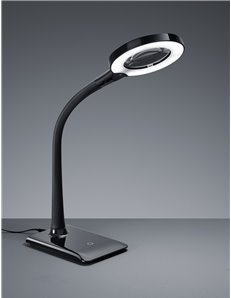 Lupo lampada da studio led nera flessibile con base h. 38 Moderno LED
