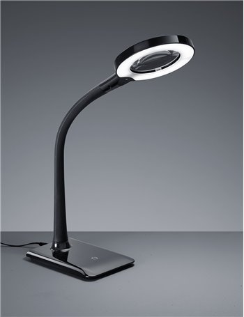 Lupo lampada da studio led nera flessibile con base h. 38 Moderno LED