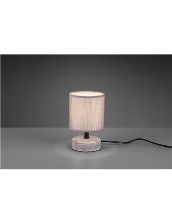 Marie lampada da tavolo base ceramica decorata con paralume marrone h. 20,5cm Moderno LED