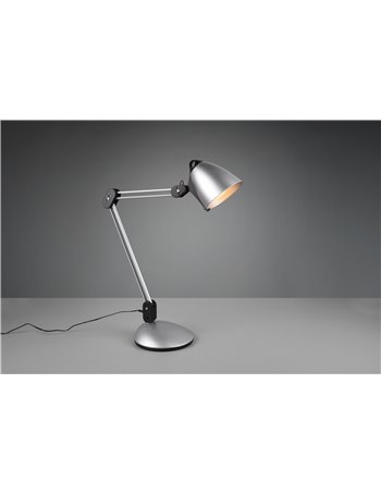 Nadal lampada da studio led dimmerabile e luce calda e fredda doppio snodo alluminio con base, staffa e morsetto h. 57cm Moderno