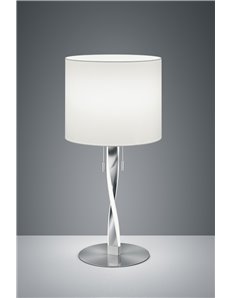 Nandor lampada da tavolo con paralume bianco e asta elicoidale illuminata led acciaio satinato con interruttori separati h.62cm