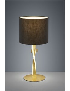 Nandor lampada da tavolo con paralume nero e asta elicoidale illuminata led foglia oro con interruttori separati h.62cm Moderno  2