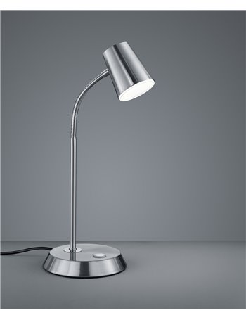 Narcos lampada tavolo Led acciaio con diffusore Conico foro 4 intensita' h.40  Moderno LED
