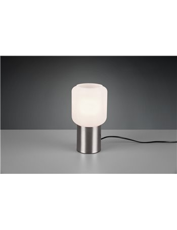 Nico lampada da tavolo vetro alabastro bianco base acciaio satinato h. 24cm Moderno LED