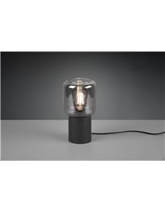 Nico lampada da tavolo vetro fume' base nero satinato h. 24cm Moderno LED