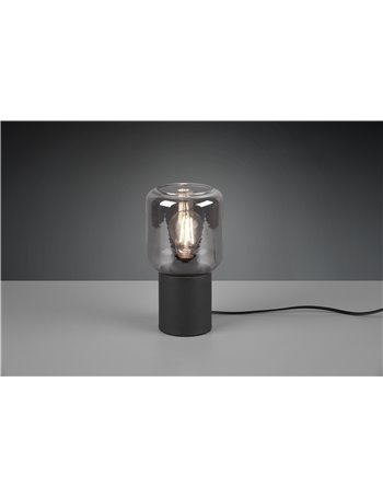 Nico lampada da tavolo vetro fume' base nero satinato h. 24cm Moderno LED
