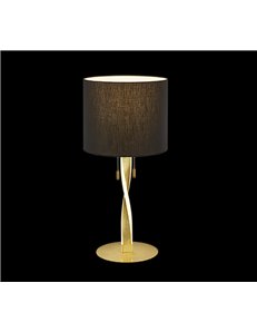 Nandor lampada da tavolo con paralume nero e asta elicoidale illuminata led foglia oro con interruttori separati h.62cm Moderno