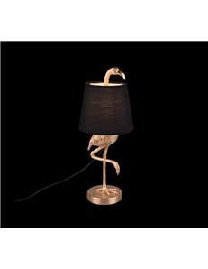 Lola lampada da tavolo fenicottero oro con paralume nero h. 42cm Moderno LED 2