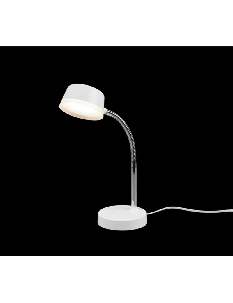 Trio Lighting Kiko lampada da studio bianca flessibile h. 41cm Moderno LED