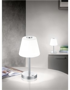 Emeraald lampada tavolo led diffusore vetro cono 4 intensita' di luce col.acciaio h.29cm Moderno LED