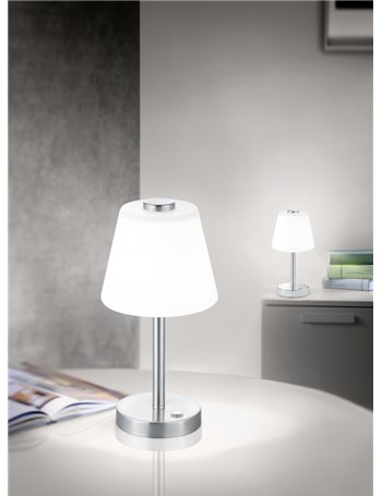 Emeraald lampada tavolo led diffusore vetro cono 4 intensita' di luce col.acciaio h.29cm Moderno LED