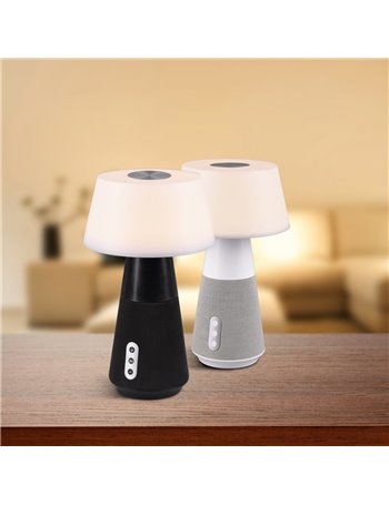 Dj lampada da tavolo antracite con cassa bluetooth separabile ricaricabile con luce dinamica h. 28cm Moderno LED