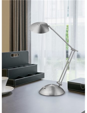 Calcio lampada studio led orientabile metallo acciaio satinato dimmerabile h. 43cm Moderno LED