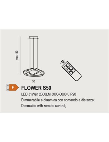 Flowes lampadario 31watt  LED bianco stilizzato small dimmerabile con telecomando