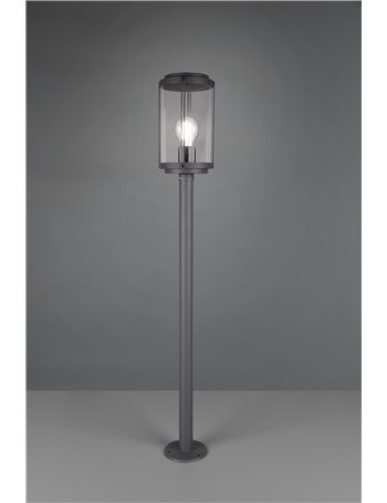 Tanaro palo alto da esterno fusione di alluminio antracite con diffusore vetro trasparente ip44 h.100cm Vintage E27