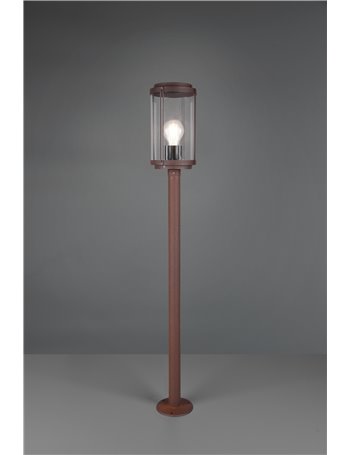 Tanaro palo alto da esterno fusione di alluminio effetto ruggine con diffusore vetro trasparente ip44 h.100cm Vintage E27