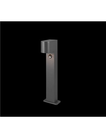 Roya palo da esterno fusione alluminio stondata antracite con sensore di movimento ip44 h.50cm Moderno GU10